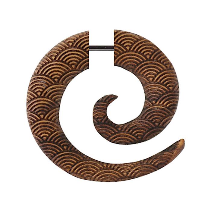 Holz Fake Piercing Spirale Edelstahl überlappend Kreise