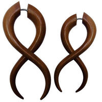 Load image into Gallery viewer, Fake Piercing Edelstahl Rosenholz Bogen gewunden
