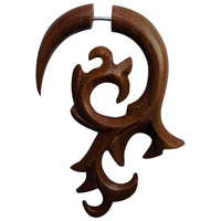 Load image into Gallery viewer, Fake Piercing Edelstahl Holz Flames Dehnschnecke
