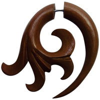 Load image into Gallery viewer, Fake Piercing Edelstahl Rosenholz Ornament Bogen
