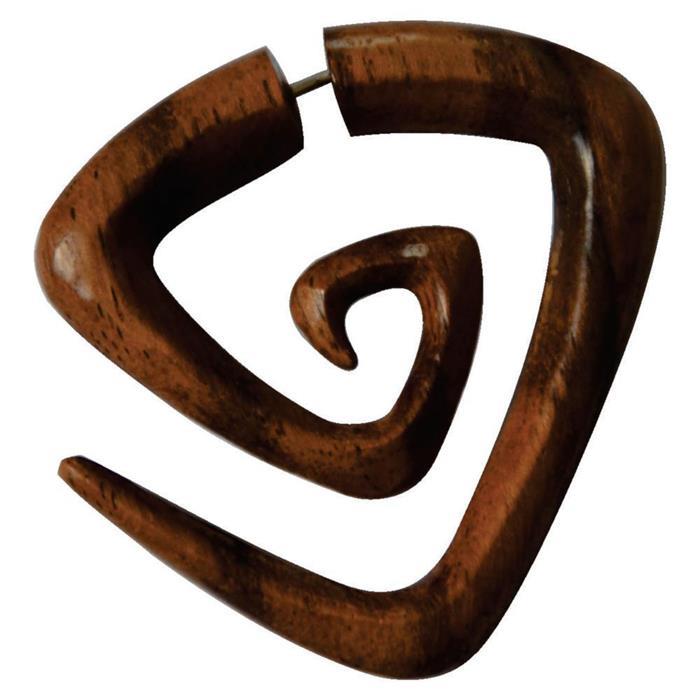 Fake Piercing Edelstahl dunkel Holz Triangel Spirale
