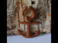 Load image into Gallery viewer, Fake Piercing Edelstahl Rosenholz Anker
