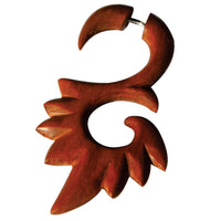 Load image into Gallery viewer, Fake Piercing Edelstahl Rosenholz Feuer Spirale
