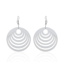 Cargar imagen en el visor de la galería, These Holzohrringe are 50 mm round dangle earrings for women, featuring colorful semicircle designs. Made from organic wood, they are lightweight and comfortable to wear. Perfect as stylish, vibrant Damen Ohrringe.

