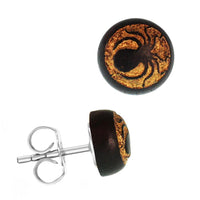 Load image into Gallery viewer, Holzohrstecker Edelstahl Sonoholz rund 8mm gold Motive
