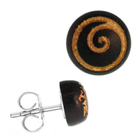 Load image into Gallery viewer, Holzohrstecker Edelstahl Sonoholz rund 8mm gold Motive
