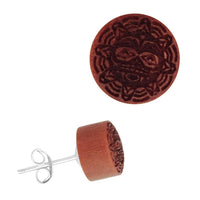 Load image into Gallery viewer, Holz Ohrstecker Edelstahl Perlmutt rund 8 mm Scheibe verschiedene Motive
