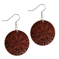 Load image into Gallery viewer, Ohrringe Sawoholz rund Edelstahl Silber Bügel dunkle Gravur
