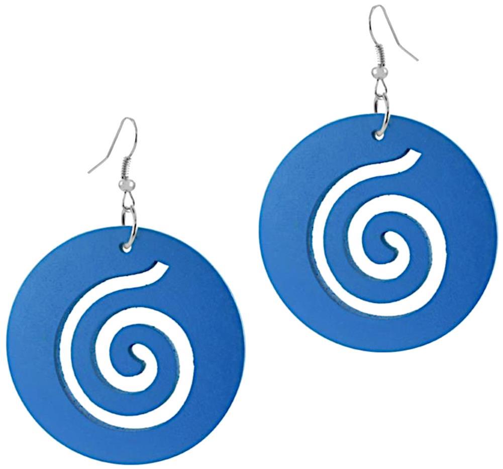 Holz Ohrringe Spirale blau 50 mm Edelstahl Ohrhänger