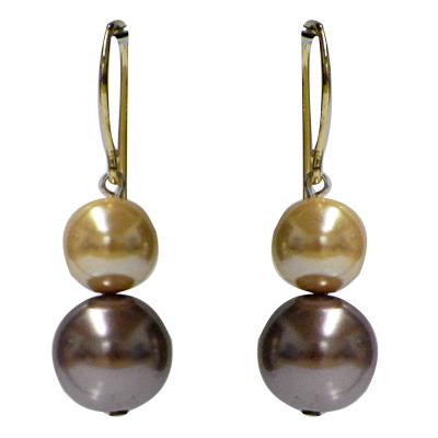 Shell Perl Perlen-Ohrringe Lila Weiß schimmernd 925er Sterlingsilber ca. 16 mm Ø