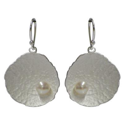 Silberohrringe Perle Rund hell oxidiert 925er Silber Ohrringe Ohrhänger Damen Schmuck