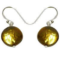 Cargar imagen en el visor de la galería, Perlen Ohrringe braun orange grün schillernd rund Linse 925er Sterling Silber Perlenohrringe
