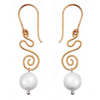 Load image into Gallery viewer, Silber Ohrringe Ohrhänger vergoldet Damen nickelfrei Schnörkel Perle weiß 925 Sterling
