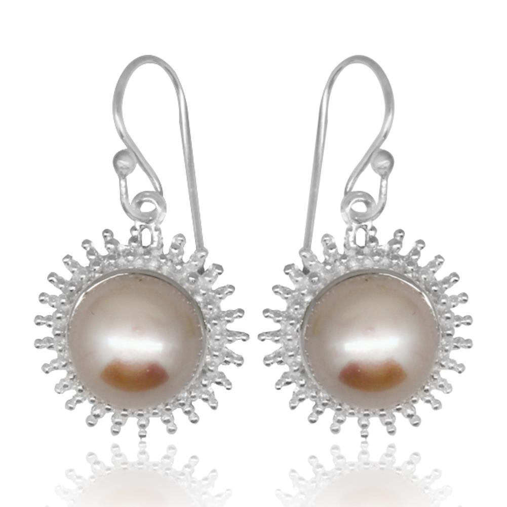 Perle groß Sonne Perlen Ohrringe 925er Sterling Silber Perlenohrringe ca. 18 mm schillernd