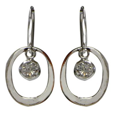 Silberohrringe 925er Silber Ohrringe Ohrhänger Damen Schmuck Zirkonia Schmuckstein Oval