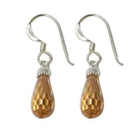 Cargar imagen en el visor de la galería, A pair of faceted teardrop-shaped earrings with colorful zirconia stones in purple, pink, red, and orange, hanging from 925 Sterling Silver hooks.
