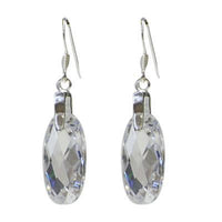 Cargar imagen en el visor de la galería, A pair of faceted oval Zirkonia Silberohrringe in white and lilac with 925 Sterling Silber hooks, shown on a plain white background.
