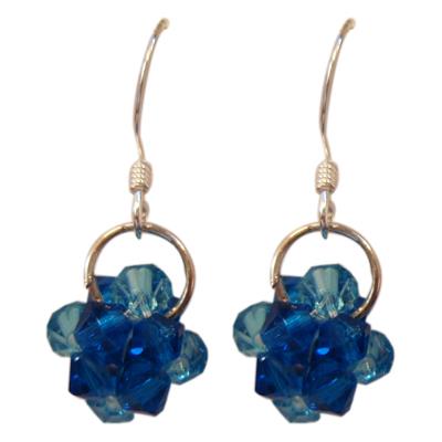 Blumen-Ohrringe Ohrhänger mit Zirkonia blau 12 mm