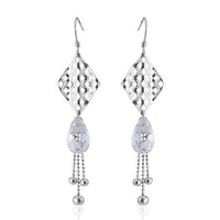 Cargar imagen en el visor de la galería, Ohrhänger Ohrringe 925er Sterling Silber nickelfrei Damen Zirkonia Raute weiß Kugeln

