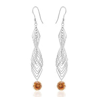 Cargar imagen en el visor de la galería, Ohrhänger Ohrringe aus 925er Sterling Silber (nickelfrei) für Damen, mit elegantem, mehrlagigem Rauten-Design und funkelnden Zirkonia – ein zeitloses Accessoire für stilvolle Auftritte.
