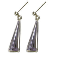 Cargar imagen en el visor de la galería, Zirkonia Silber Ohrstecker Dreieck facettiert lang 925 Sterling lila weiß Glitzer
