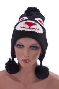 Load image into Gallery viewer, Unisex Tiermütze Norwegermütze Nepalmütze Strick in Schwarz
