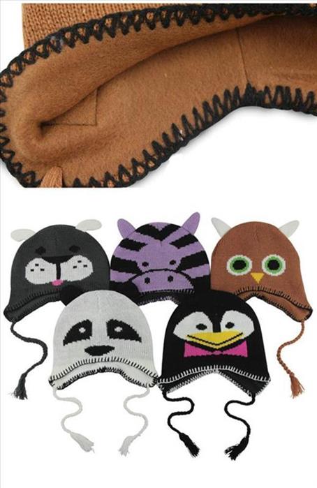 Tiermütze Beanie Mütze Skimütze Wintermütze Kinder Pinguin Zebra Panda Hund bunt