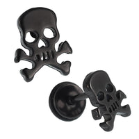 Load image into Gallery viewer, Fake Piercing Expander schwarz Totenkopf Gefahr Zeichen Schaubverschluss Edelstahl
