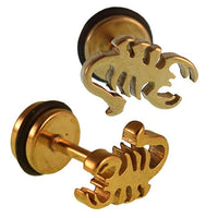 Load image into Gallery viewer, Fake Piercing Expander Skorpion goldfarben Schraubverschluss Edelstahl
