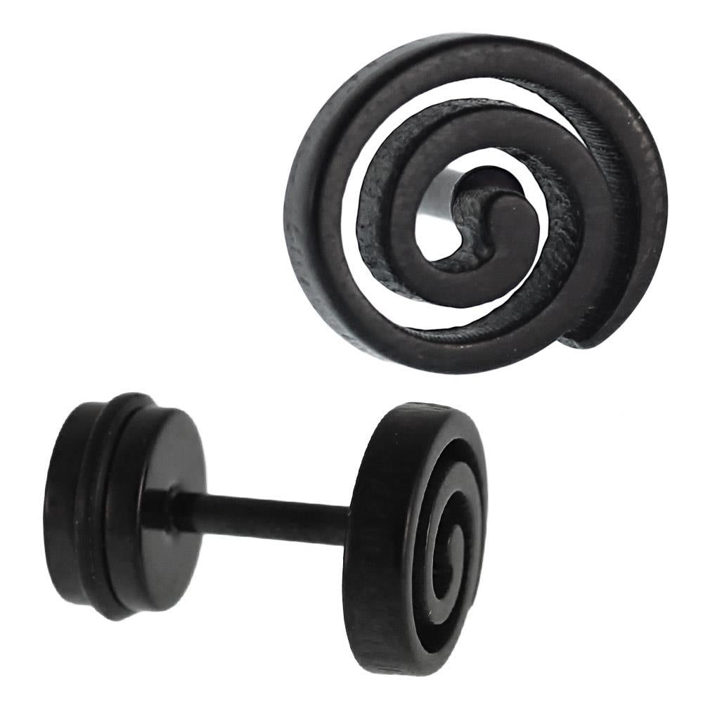 Fake Piercing Expander schwarz Spirale Kreis Schaubverschluss Edelstahl
