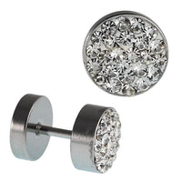 Load image into Gallery viewer, Fake Piercing Edelstahl weiß schimmernde Mini Zirkonia Steine 7 mm
