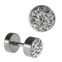 Load image into Gallery viewer, Fake Piercing Edelstahl weiß schimmernde Mini Zirkonia Steine 5 mm
