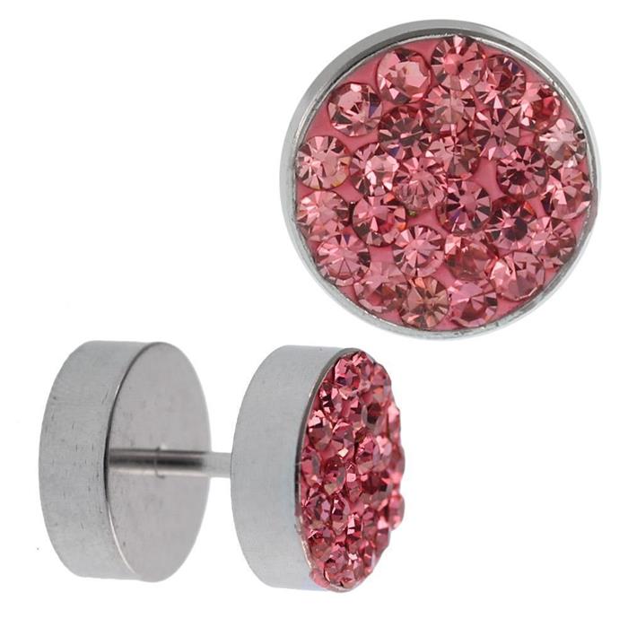 Fake Piercing Edelstahl rosa schimmernde Mini Zirkonia Steine 10 mm