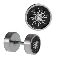 Load image into Gallery viewer, Fake Piercing silberfarben Sonne Strahlen Wellen Zirkonia weiß mini 7 mm Edelstahl

