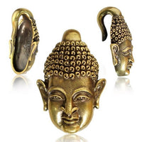 Load image into Gallery viewer, Ohrgewichte Piercing Buddhakopf Buddha Brass antik golden 28 g
