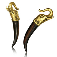 Load image into Gallery viewer, Ohrgewichte Piercing Messing Brass Ohrhänger antik golden Holz 3mm 4mm 5mm 6mm
