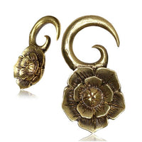 Load image into Gallery viewer, Ohrgewichte Piercing Messing Brass Ohrhänger antik golden Holz 3mm 4mm 5mm 6mm
