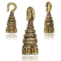 Load image into Gallery viewer, Ohrgewichte Piercing Messing Haken Ohrhänger antik gold 4mm 6mm Calavera Buddha
