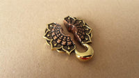 Load image into Gallery viewer, Ohrgewichte Lobe Piercing Lotus Blüte Brass antik gold Kupfer rotgold 18mm 40,3g

