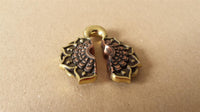 Load image into Gallery viewer, Ohrgewichte Lobe Piercing Lotus Blüte Brass antik gold Kupfer rotgold 18mm 40,3g
