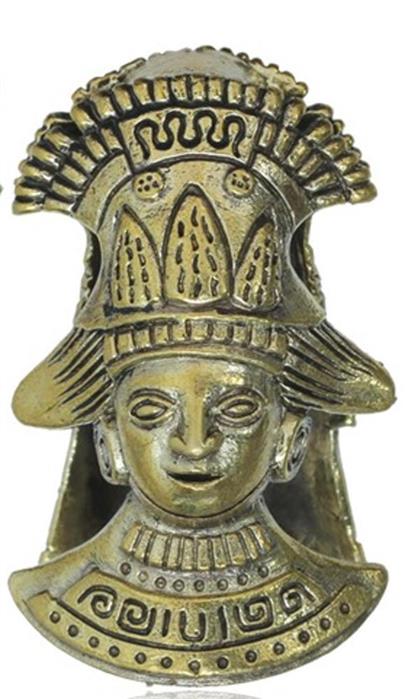 Lobe Ohr Piercing Ohrgewicht gold antik 18mm Maya Häuptling oxidiert Messing 47,6g