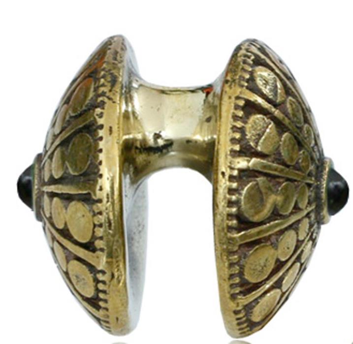 Lobe Ohr Piercing Ohrgewicht Brass gold antik 18mm Onyx oxidiert Kreise rund 17,6g