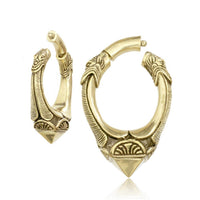 Load image into Gallery viewer, Clicker Piercing Ohrgewicht gold antik Segmentring 5mm oxidiert Messing 39g 50mm
