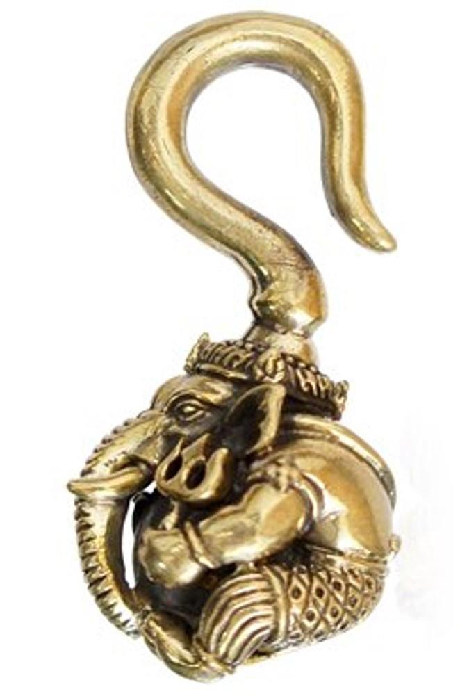 Ohrgewicht Piercing Ganesha Messing gold 4mm 41,5g