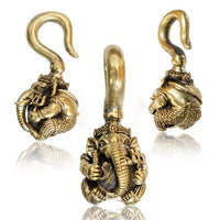 Load image into Gallery viewer, Ohrgewicht Piercing Ganesha Messing gold 4mm 41,5g

