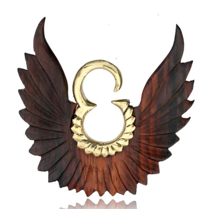 Hook Piercing Ohrgewicht Engel Flügel 3mm Messing Holz