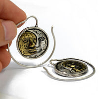 Load image into Gallery viewer, Piercing Ohrgewicht Messing Sonne Mond Spirale
