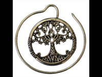 Load image into Gallery viewer, Piercing Ohrhänger White Brass Spirale Baum des Lebens
