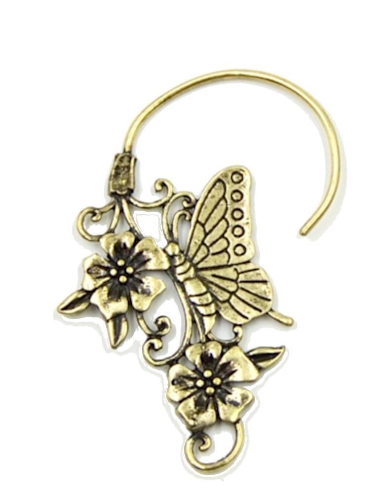 Piercing Messing Hook Ohrhänger 1.5mm Schmetterling Blumen