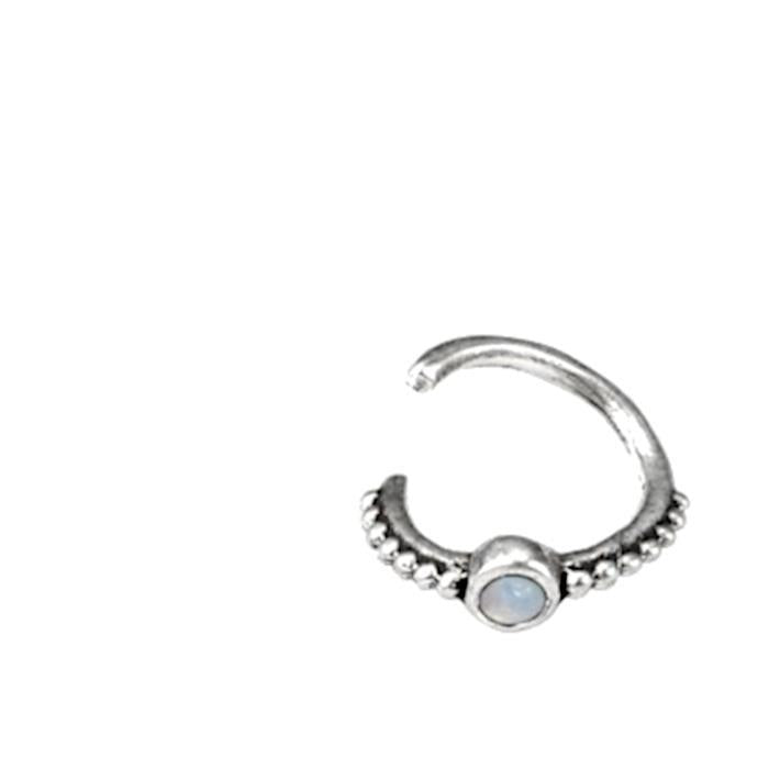 Piercing Ring 925 Silber Septum Lobe Ohr Opal weiß Punkte